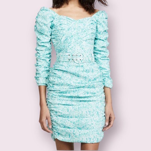 NICHOLAS Crossover Gathered Dress - Aqua Shadow Multi ~ size 2 - Picture 13 of 13